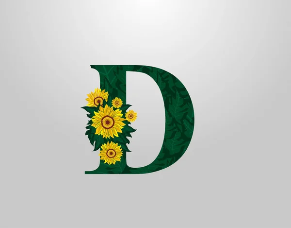 Carta Con Diseño Vectores Girasol Icono Flor Logo Diseño Tipográfico — Archivo Imágenes Vectoriales