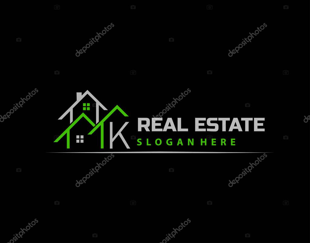 K Letter Logo. Simple House, Real Estate Architecture Construction Icon Design.