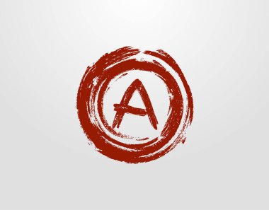 Daire şeklinde Grunge sıçrama elementi olan bir harf logosu. Retro logo tasarım şablonu.