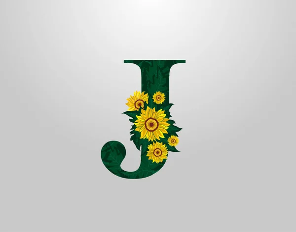 Letter Sunflower Vector Design 약자이다 Flower Logo Icon 인쇄술의 — 스톡 벡터