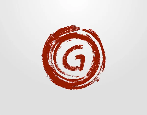 サークルグランジスプラッタ要素とG文字のロゴ レトロロゴデザインテンプレート — ストックベクタ