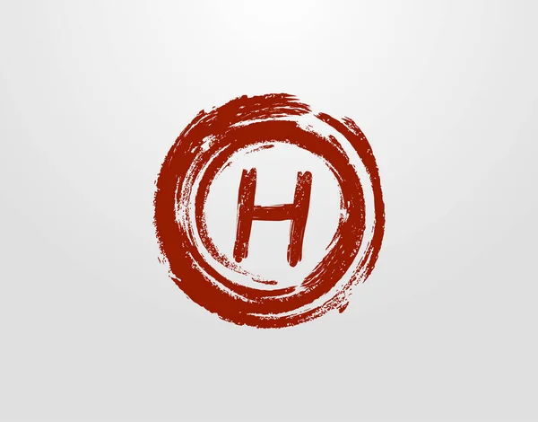 Harfi Logosu Yuvarlak Grunge Sıçrama Elementi Retro Logo Tasarım Şablonu — Stok Vektör