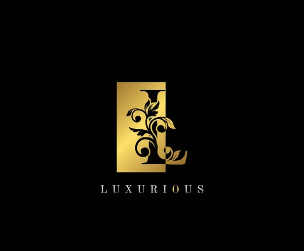ゴールデンLレターロゴデザイン ファッション ジュエリー 化粧品 ホテル レストランのロゴに最適なゴールドL字型デザイン — ストックベクタ
