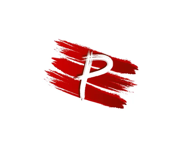 Kırmızı Şeritli Grunge Sıçrama Elementinde Harfi Logosu Retro Rusty Logo — Stok Vektör