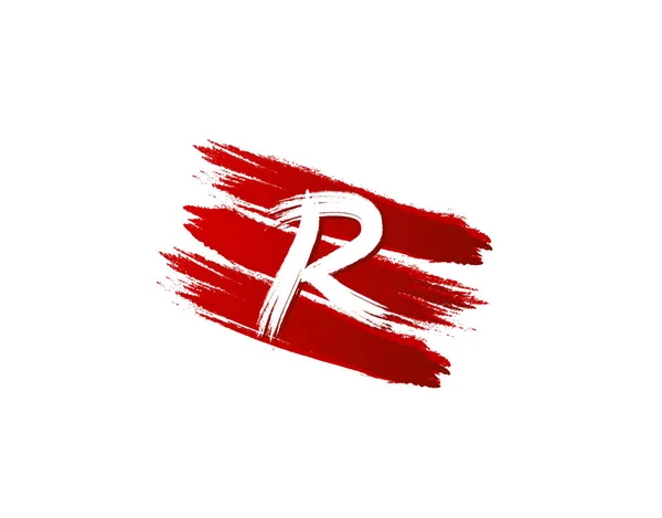 Creative Letter Red Strips Splatter Element Ретро Ржавый Шаблон Логотипа — стоковый вектор