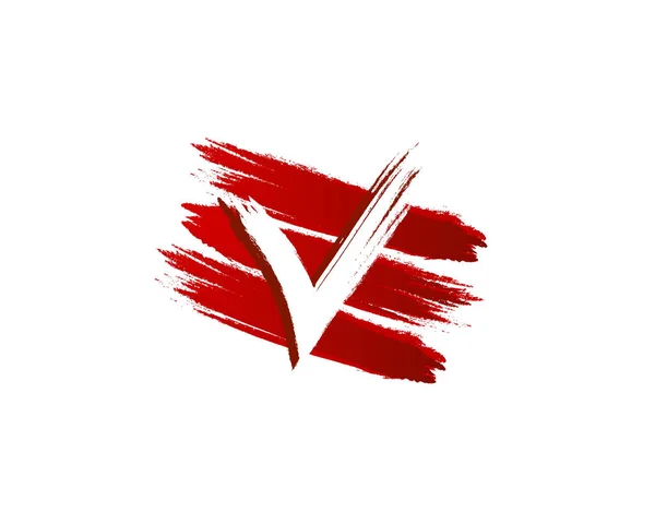 Kreatives Letter Logo Red Strips Grunge Splatter Element Retro Rusty — Stockvektor