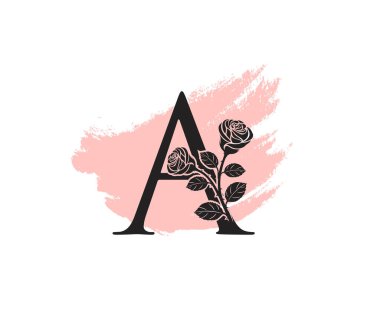 Güzellik Gülü logosu logo tasarım şablonu, kadınsı A işareti tabelası güzellik salonu. Çiçek A Harf Simgesi.