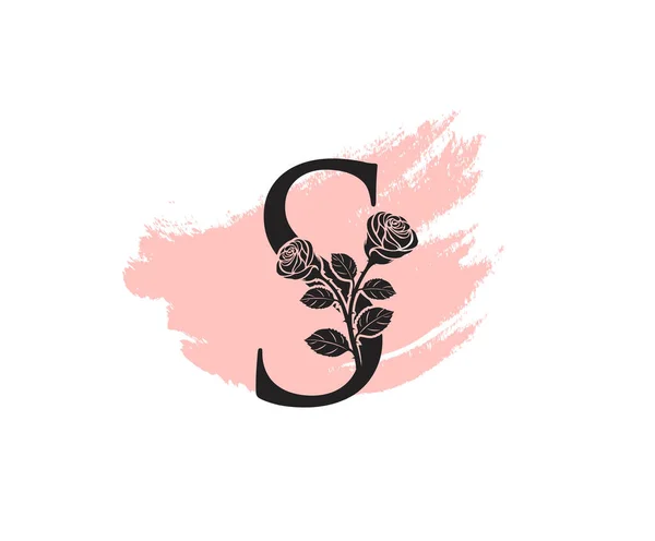 Güzellik Gülü logo tasarım şablonu, kadınsı S işareti tabelası güzellik salonu. Çiçek S Harfi Simgesi.