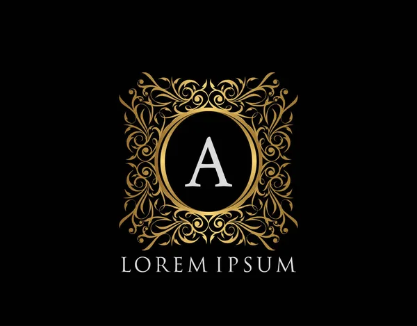 Luxusní Odznak Písmeno Logo Luxusní Zlaté Kaligrafické Vinobraní Emblém Krásnou — Stockový vektor