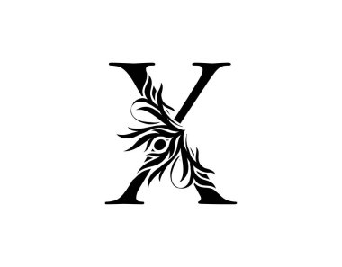 Kaligrafi harfi X. Zarif kraliyet tarzı. Hat sanatları logosu. Kitap tasarımı için klasik amblem, marka adı, mühür, restoran, butik, otel.  