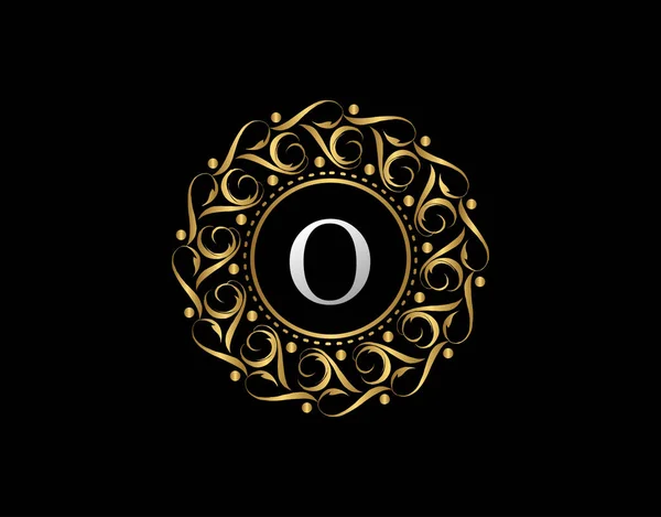Złota Odznaka Kaligraficzna Literą Design Ozdobne Luksusowe Złote Logo Projekt — Wektor stockowy