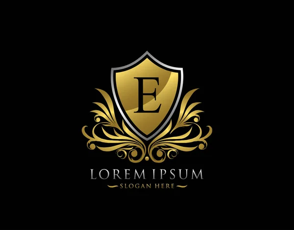 Luxo Escudo Carta Logo Gracioso Design Ícone Elegante Escudo Ouro — Vetor de Stock