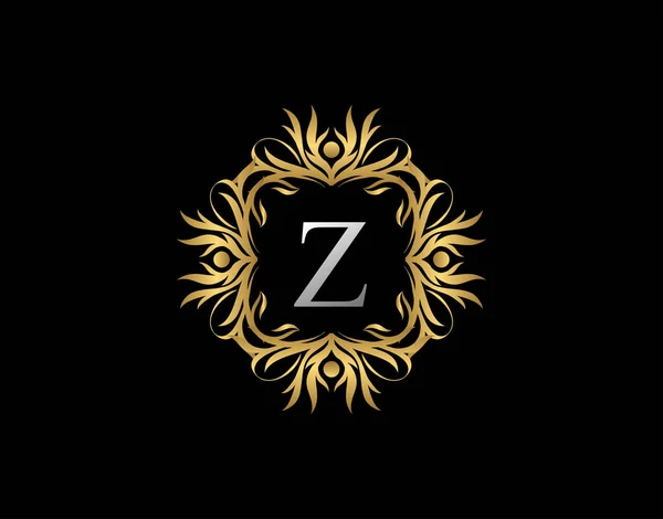 Callygraphic Emblema Carta Logo Luxo Emblema Vintage Ouro Com Ornamento — Vetor de Stock