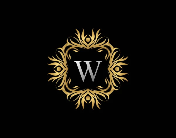Виклик Значка Letter Logo Розкішна Золота Старовинна Емблема Красивим Квітковим — стоковий вектор
