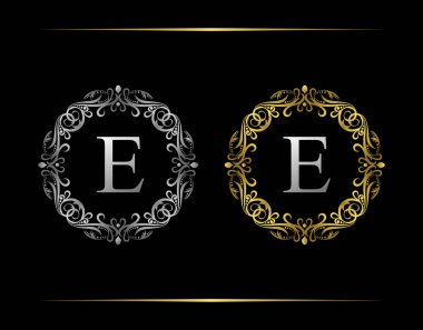 Zarif Rozet D Harfi Logosu. Zarif çiçek süsüyle süslü lüks bir amblem. Klasik Çerçeve Tasarımı Vektör illüstrasyonu.