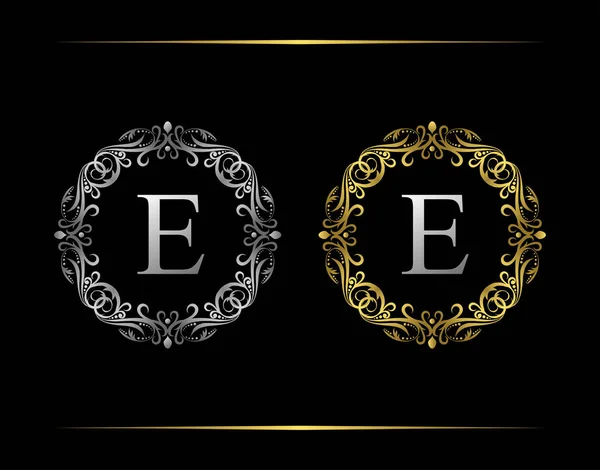 Anmutiges Badge Letter Logo Luxus Emblem Mit Wunderschönem Floralen Ornament — Stockvektor