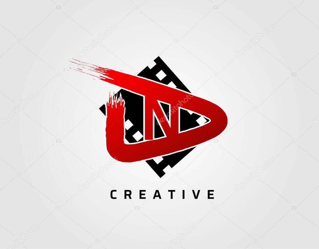 Movie play letter N logo design concept template. Abstract Video Play Icon.