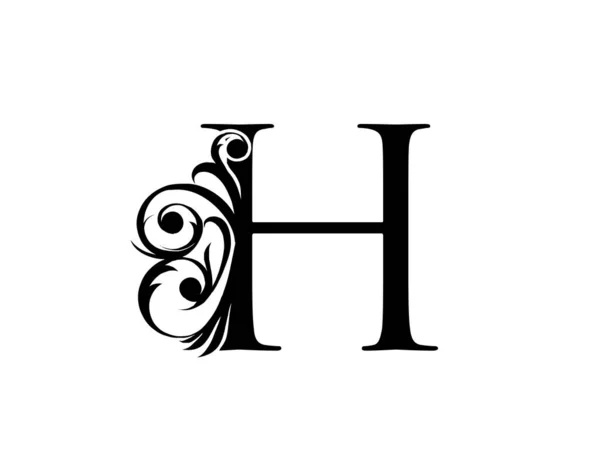 书写字母H 优雅的皇家风格 华丽的字母艺术标志 书籍设计 品牌名称 精品店 酒店的古董绘画标志 — 图库矢量图片