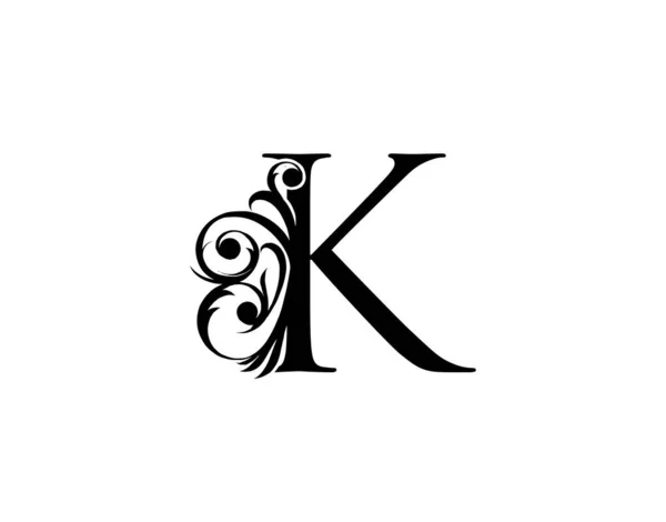 书法字母K 优雅的皇家风格 华丽的字母艺术标志 书籍设计 品牌名称 精品店 酒店的古董绘画标志 — 图库矢量图片