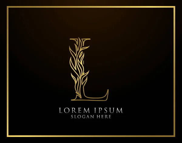 Elegantní Písmeno Ikona Luxusní Logo Zlaté Abecedy Ročník Kreslený Znak — Stockový vektor