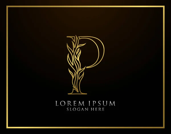Elegantní Písmeno Ikona Luxusní Logo Zlaté Abecedy Ročník Kreslený Znak — Stockový vektor