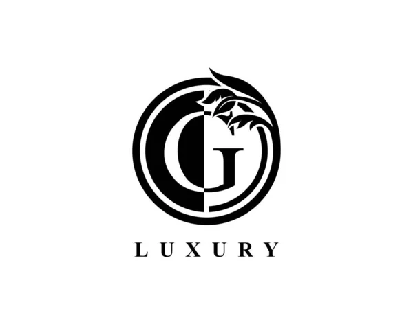 Gracioso Círculo Carta Logotipo Floral Luxo Redemoinho Círculo Logotipo Ícone — Vetor de Stock