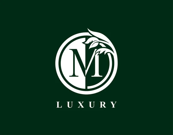 Gracioso Círculo Carta Floral Logo Luxo Redemoinho Círculo Logotipo Ícone — Vetor de Stock