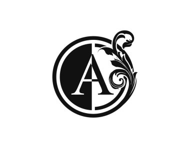 Royal Circle A Harf Çiçek Logosu. Lüks A Girdap Logosu Simgesi.