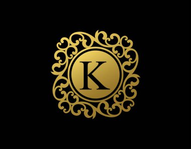 Uniwue K Harfi Kaligrafi Logosu. Lüks K Girdap Simgesi Salon, yoga, restoran, butik ve harf damgası için mükemmel.