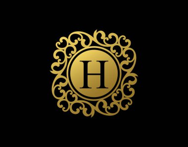 Uniwue H Harfi Kaligrafi Logosu. Lüks H Girdap Logosu Salon, yoga, restoran, butik ve harf damgası için mükemmel.