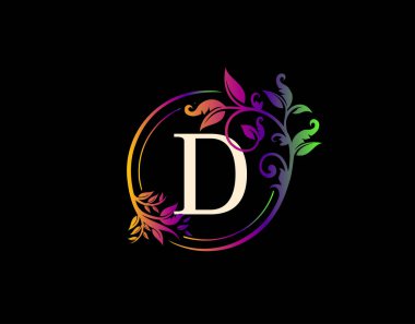 Lüks D Harf Çiçek Tasarımı. Renkli Kentsel Girdap D Logo Simgesi.