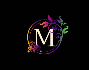 Lüks M Harf Çiçek Tasarımı. Renkli Kentsel Girdap M Logo Simgesi.