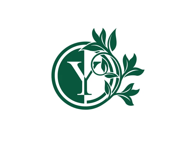 Luxe Cercle Lettre Logo Floral Nature Tourbillon Logo Icône — Image vectorielle
