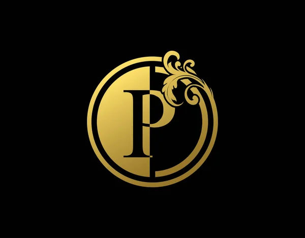 Квітковий Логотип Luxury Circle Letter Урожай Золотий Вихровий Логотип Іконка — стоковий вектор
