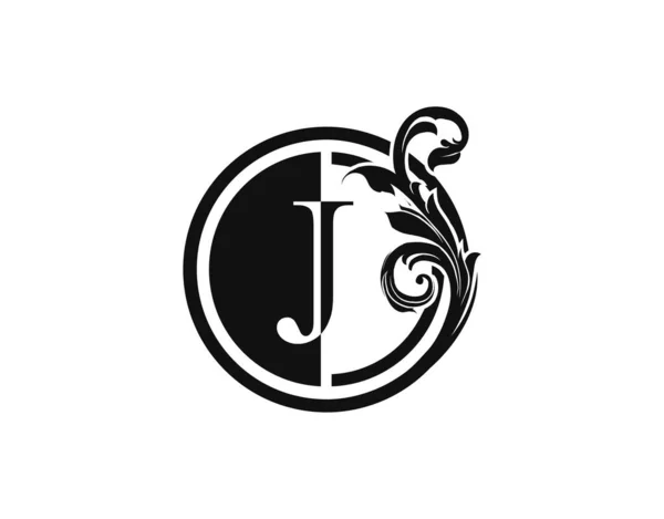 Royal Circle Lettera Logo Floreale Icona Con Logo Lusso Swirl — Vettoriale Stock