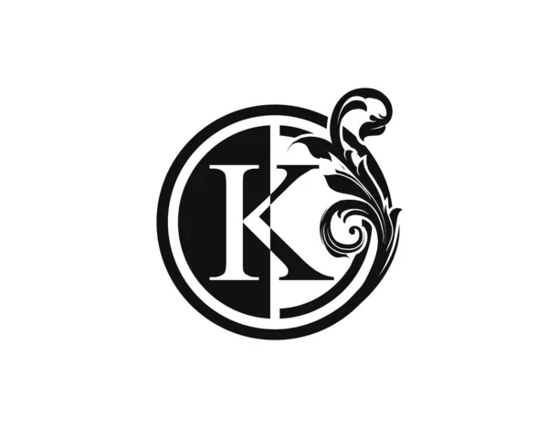 皇家圆环K字母弗洛拉标志 Luxury Swirl标志图标 — 图库矢量图片