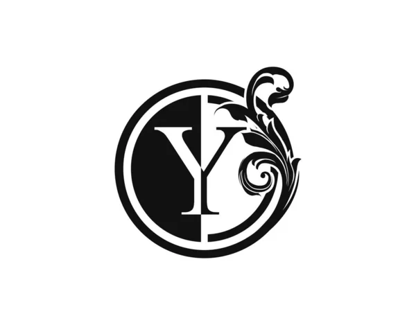 Royal Circle Letter Floral Logo Luxury Swirl Logo Icon — Stock Vector