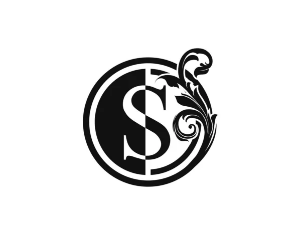 Royal Circle S Harfi Çiçek Logosu. Lüks S Girdap Logosu Simgesi.