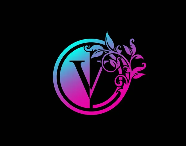 Círculo Carta Logotipo Floral Logotipo Swirl Luxo Ícone Perfeito Para — Vetor de Stock