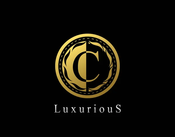 Luxury Circle Letter Floral Design Vintage Gold Royal Logo Εικονίδιο — Διανυσματικό Αρχείο