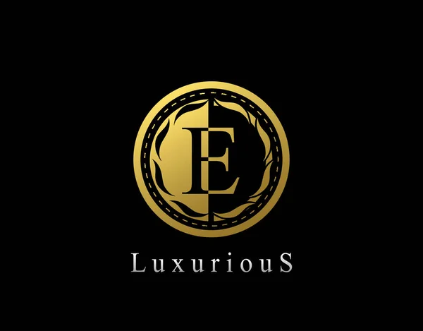 Luxury Circle Letter Floral Design Vintage Gold Royal Logo Ícone —  Vetores de Stock