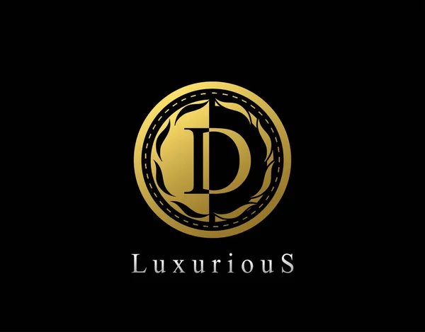 Luxo Círculo Carta Floral Design Vintage Gold Royal Logo Ícone —  Vetores de Stock