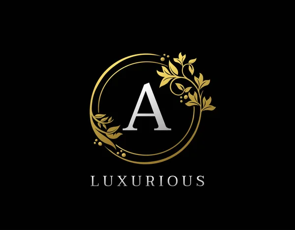 Luxury Circle Letter Floral Design Élégant Une Icône Logo Royal — Image vectorielle