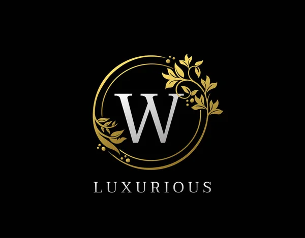 Luksusowy Krąg List Floral Design Elegancka Ikona Złota Royal Logo — Wektor stockowy