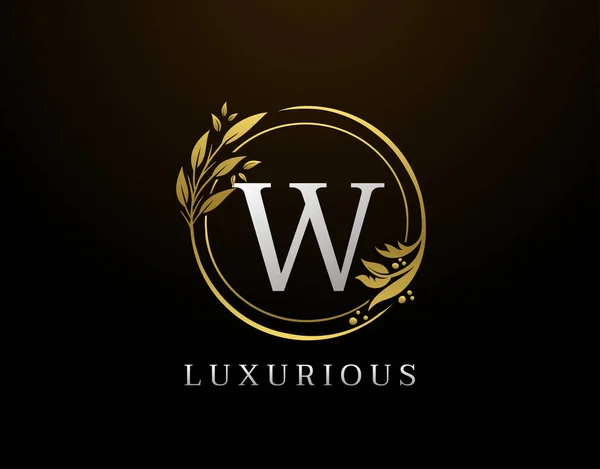 Elegant Letter Floral Design Circle Luxury Gold Logo Icon — Stock Vector
