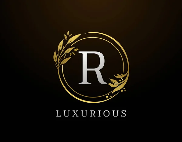 Elegantní Písmeno Květinový Design Circle Luxury Gold Logo Icon — Stockový vektor