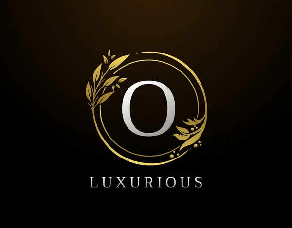 Elegante Letter Floral Design Icona Con Logo Oro Lusso Circle — Vettoriale Stock