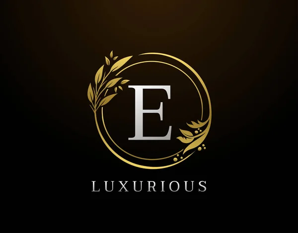 Elegante Carta Floral Design Círculo Luxo Gold Logo Icon —  Vetores de Stock