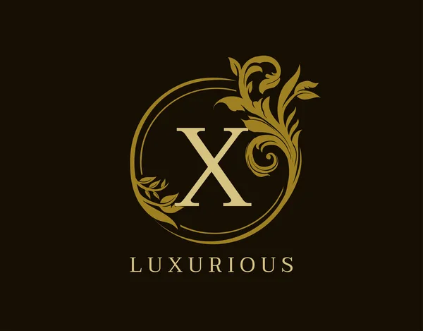 Luxusní Letter Květinový Design Circle Royal Vintage Logo Icon — Stockový vektor