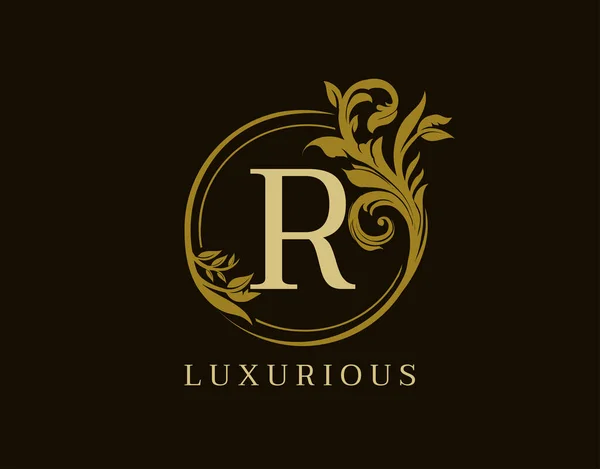 Luxusní Písmeno Květinový Design Circle Royal Vintage Logo Icon — Stockový vektor